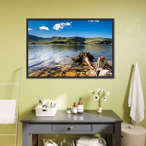 Haweswater Reservoir With Old Tree Canvas Wall Art-1 Piece-Floating Frame-24" x 16"-Tiaracle