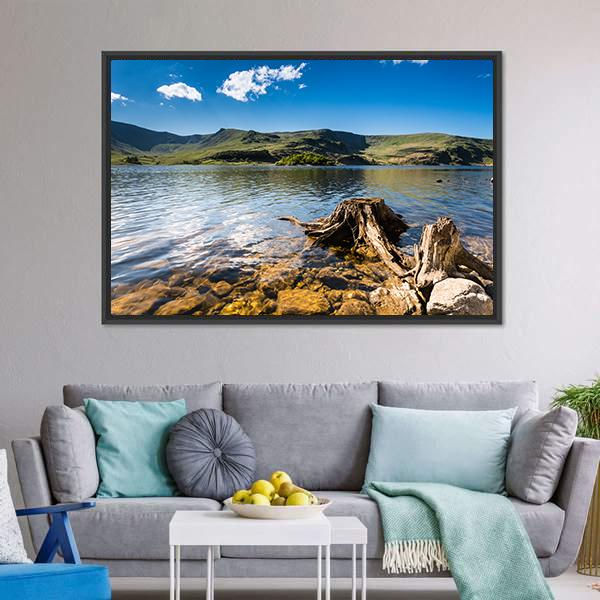 Haweswater Reservoir With Old Tree Canvas Wall Art-5 Horizontal-Gallery Wrap-22" x 12"-Tiaracle