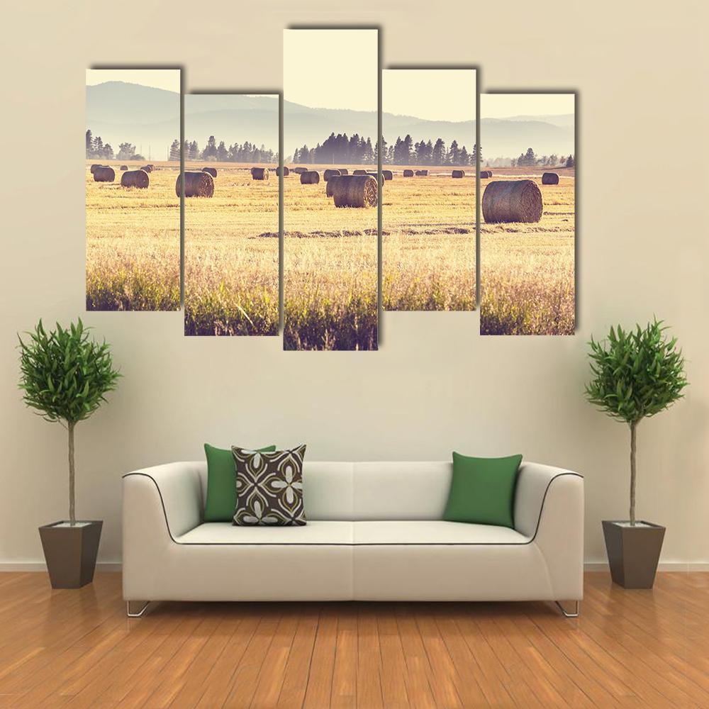 Hay Fields Canvas Wall Art-5 Pop-Gallery Wrap-47" x 32"-Tiaracle