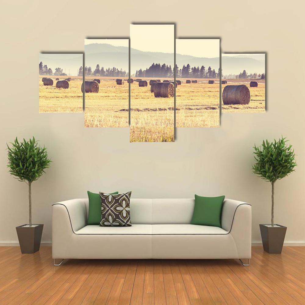 Hay Fields Canvas Wall Art-1 Piece-Gallery Wrap-48" x 32"-Tiaracle