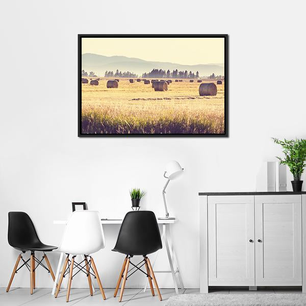 Hay Fields Panoramic Canvas Wall Art-1 Piece-36" x 12"-Tiaracle