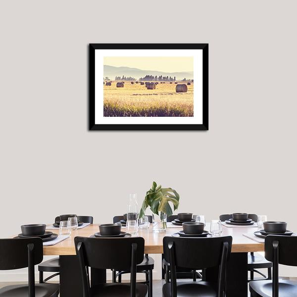 Hay Fields Panoramic Canvas Wall Art-1 Piece-36" x 12"-Tiaracle