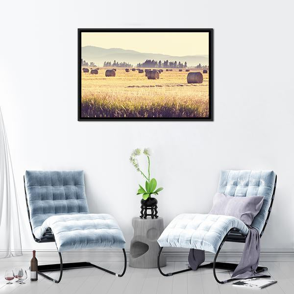 Hay Fields Panoramic Canvas Wall Art-1 Piece-36" x 12"-Tiaracle