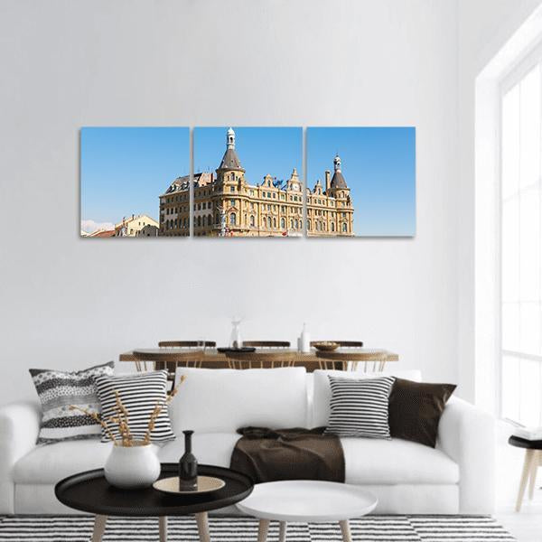 Haydarpasa Train Station Panoramic Canvas Wall Art-3 Piece-25" x 08"-Tiaracle