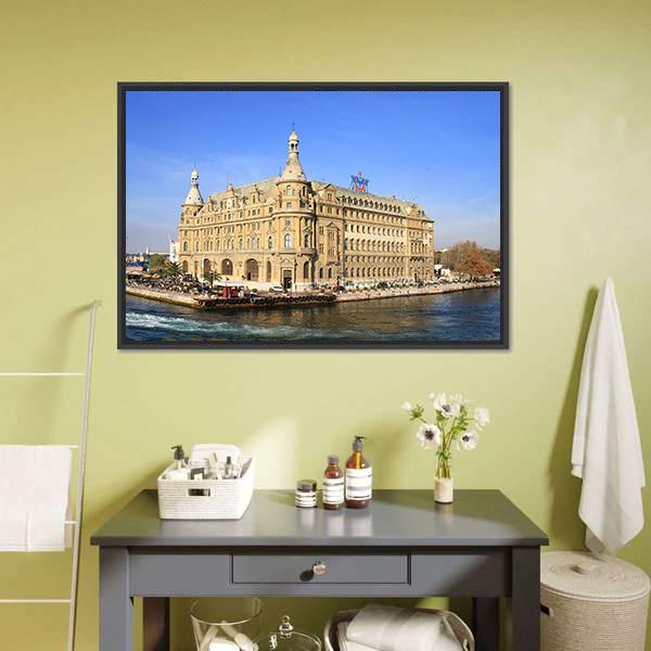 Haydarpasa Station Istanbul Canvas Wall Art-1 Piece-Floating Frame-24" x 16"-Tiaracle