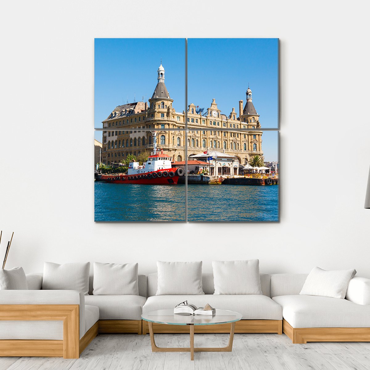 Haydarpasa Train Station Canvas Wall Art-4 Square-Gallery Wrap-17" x 17"-Tiaracle