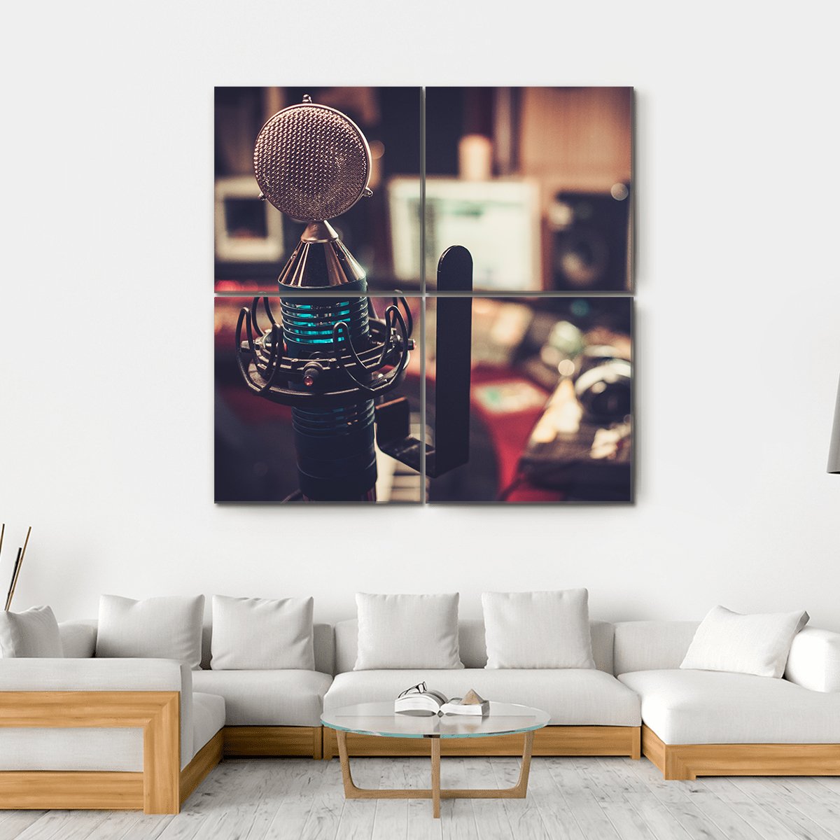 HD Microphone Canvas Wall Art-4 Square-Gallery Wrap-17" x 17"-Tiaracle