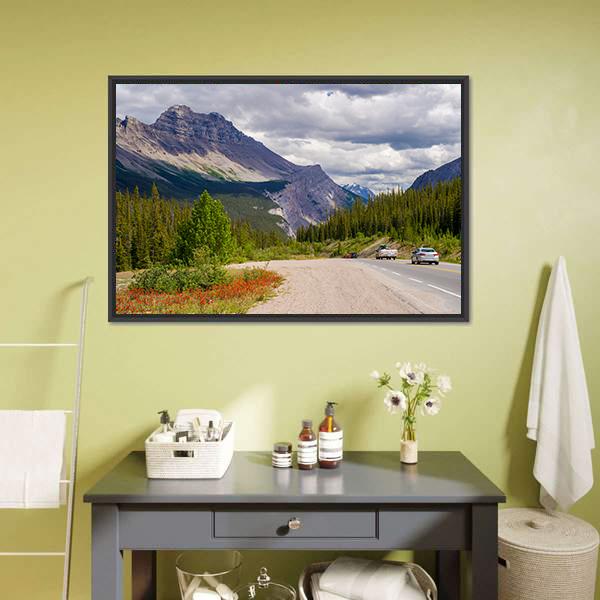 Heading Down From Sunwapta Pass Canvas Wall Art-1 Piece-Floating Frame-24" x 16"-Tiaracle