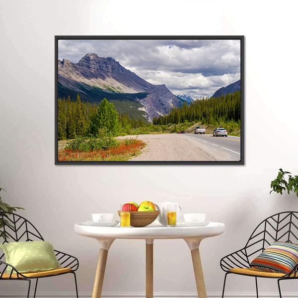 Heading Down From Sunwapta Pass Canvas Wall Art-3 Horizontal-Gallery Wrap-25" x 16"-Tiaracle