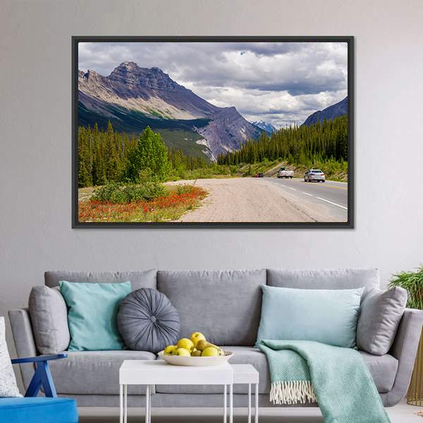 Heading Down From Sunwapta Pass Canvas Wall Art-3 Horizontal-Gallery Wrap-25" x 16"-Tiaracle