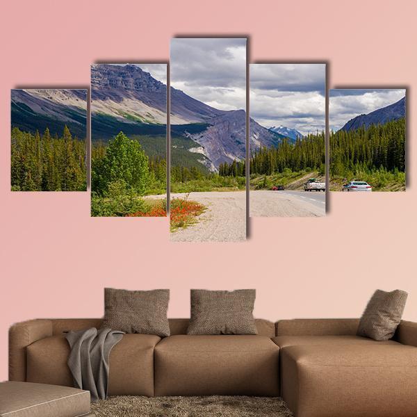 Heading Down From Sunwapta Pass Canvas Wall Art-5 Star-Gallery Wrap-62" x 32"-Tiaracle