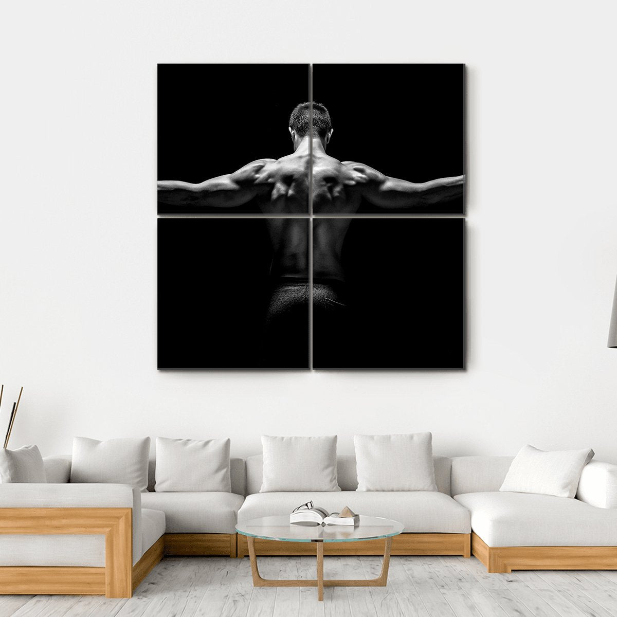 Healthy Muscular Young Man Canvas Wall Art-4 Square-Gallery Wrap-17" x 17"-Tiaracle