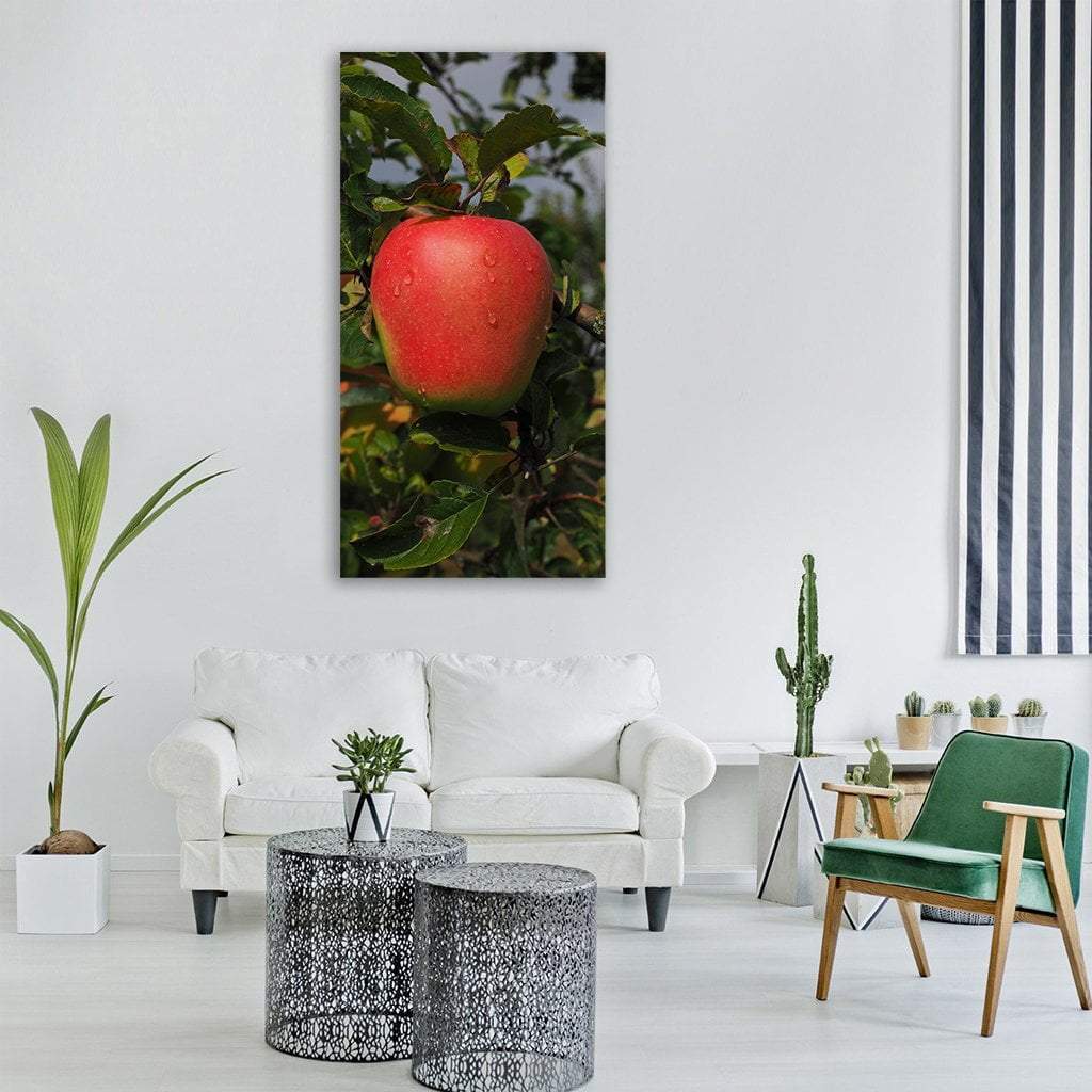 Red Apple Vertical Canvas Wall Art-3 Vertical-Gallery Wrap-12" x 25"-Tiaracle