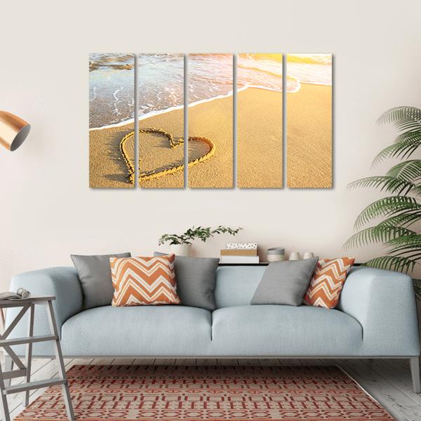 Heart Drawn On Sand Canvas Wall Art-5 Horizontal-Gallery Wrap-22" x 12"-Tiaracle
