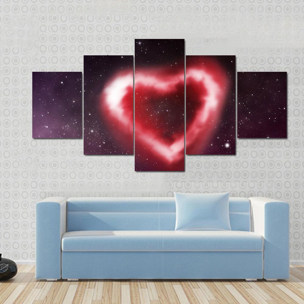 Heart Nebula Canvas Wall Art-5 Star-Gallery Wrap-62" x 32"-Tiaracle