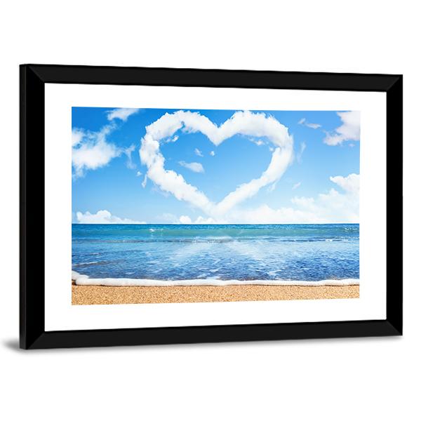 Heart Of Clouds On Beach Canvas Wall Art-5 Horizontal-Gallery Wrap-22" x 12"-Tiaracle