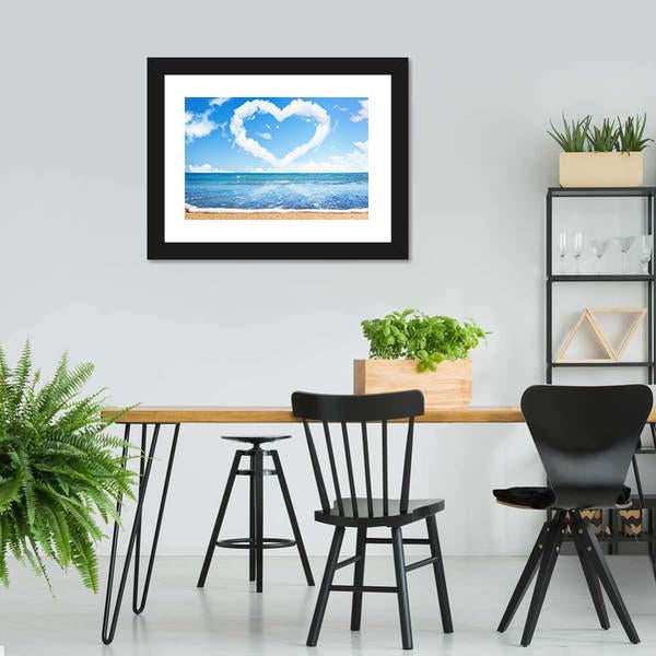 Heart Of Clouds On Beach Canvas Wall Art-5 Horizontal-Gallery Wrap-22" x 12"-Tiaracle