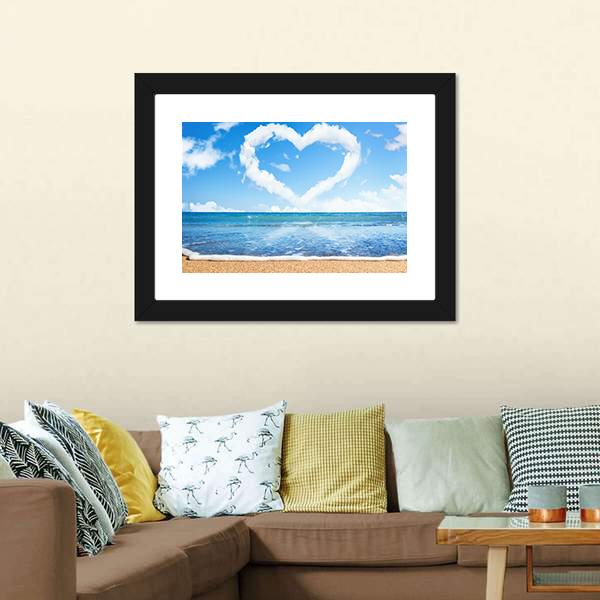 Heart Of Clouds On Beach Canvas Wall Art-5 Horizontal-Gallery Wrap-22" x 12"-Tiaracle