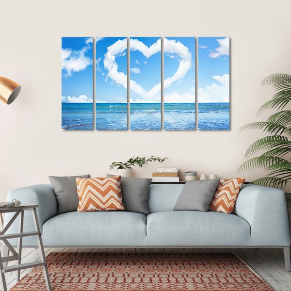 Heart Of Clouds On Beach Canvas Wall Art-5 Horizontal-Gallery Wrap-22" x 12"-Tiaracle