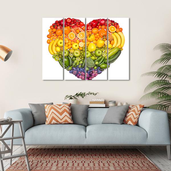 Heart Of Fruits And Vegetables Canvas Wall Art-4 Horizontal-Gallery Wrap-34" x 24"-Tiaracle