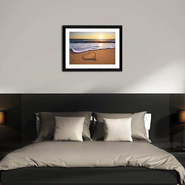 Heart On Beach Panoramic Canvas Wall Art-1 Piece-36" x 12"-Tiaracle