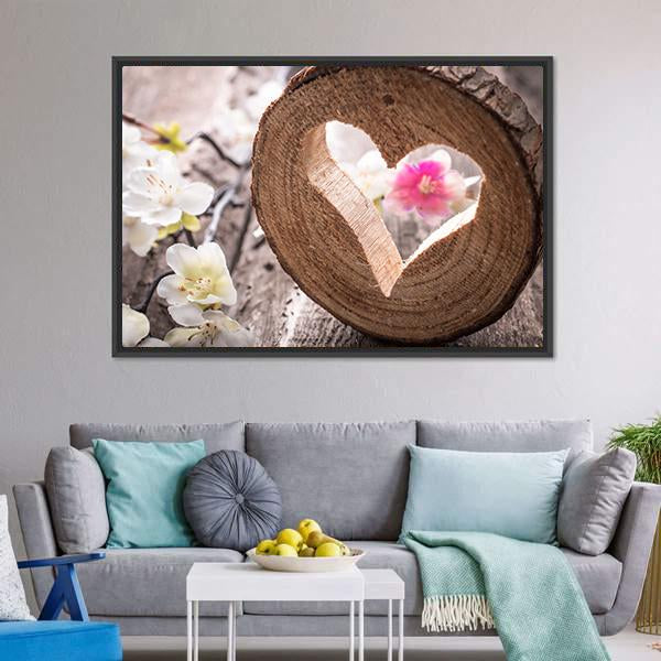 Heart On Rustic Wood Canvas Wall Art-5 Horizontal-Gallery Wrap-22" x 12"-Tiaracle