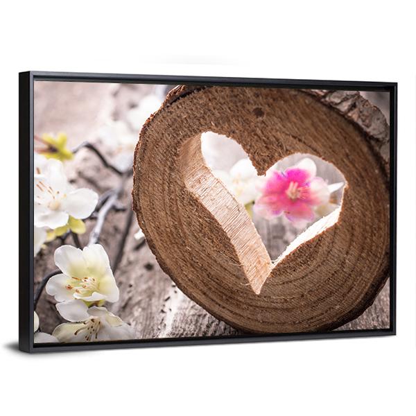 Heart On Rustic Wood Canvas Wall Art-5 Horizontal-Gallery Wrap-22" x 12"-Tiaracle