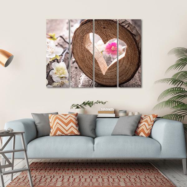 Heart On Rustic Wood Canvas Wall Art-4 Horizontal-Gallery Wrap-34" x 24"-Tiaracle
