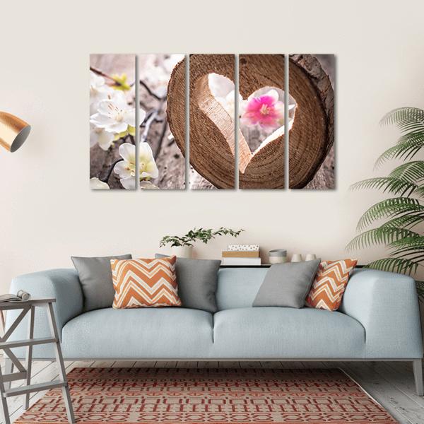 Heart On Rustic Wood Canvas Wall Art-5 Horizontal-Gallery Wrap-22" x 12"-Tiaracle