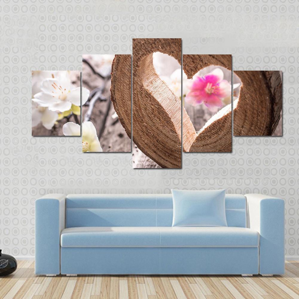 Heart On Rustic Wood Canvas Wall Art-1 Piece-Gallery Wrap-48" x 32"-Tiaracle