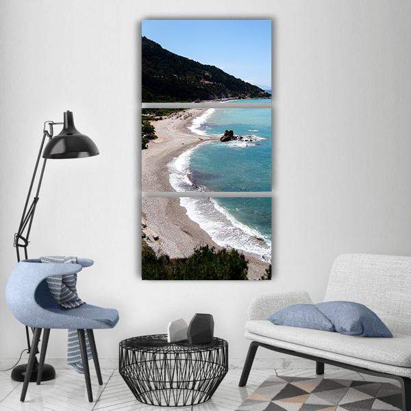 Heart Shape Beach &amp; Sea Vertical Canvas Wall Art-3 Vertical-Gallery Wrap-12" x 25"-Tiaracle
