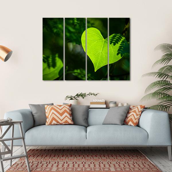 Heart Shape Leaf Canvas Wall Art-4 Horizontal-Gallery Wrap-34" x 24"-Tiaracle