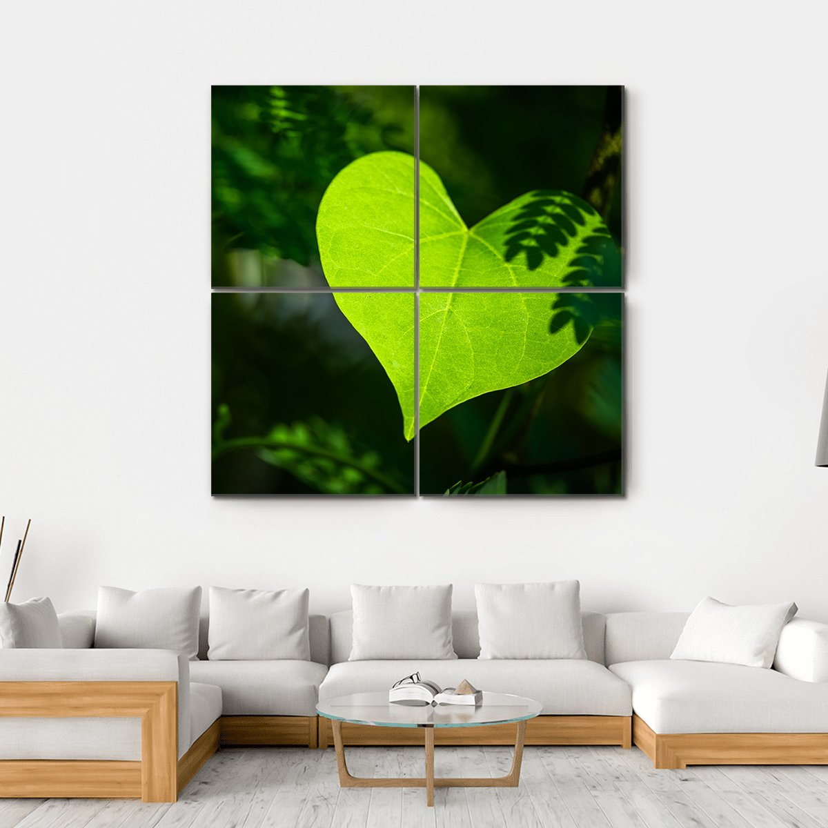 Heart Shape Leaf Canvas Wall Art-4 Square-Gallery Wrap-17" x 17"-Tiaracle