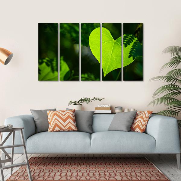 Heart Shape Leaf Canvas Wall Art-5 Horizontal-Gallery Wrap-22" x 12"-Tiaracle