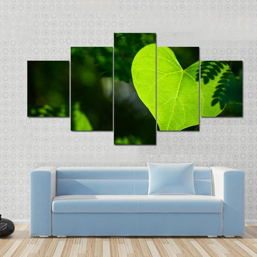 Heart Shape Leaf Canvas Wall Art-4 Pop-Gallery Wrap-50" x 32"-Tiaracle