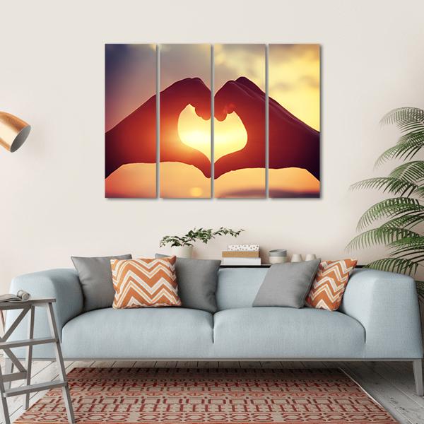 Hands Making Heart Shape Canvas Wall Art-4 Horizontal-Gallery Wrap-34" x 24"-Tiaracle