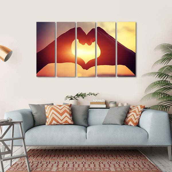 Hands Making Heart Shape Canvas Wall Art-5 Horizontal-Gallery Wrap-22" x 12"-Tiaracle