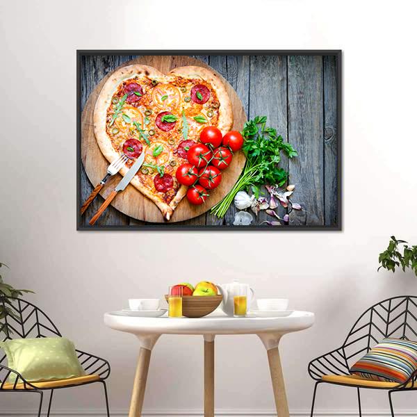 Heart Shaped Pizza Canvas Wall Art-5 Horizontal-Gallery Wrap-22" x 12"-Tiaracle
