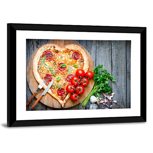 Heart Shaped Pizza Canvas Wall Art-5 Horizontal-Gallery Wrap-22" x 12"-Tiaracle