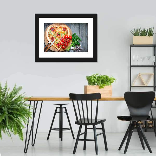 Heart Shaped Pizza Canvas Wall Art-5 Horizontal-Gallery Wrap-22" x 12"-Tiaracle