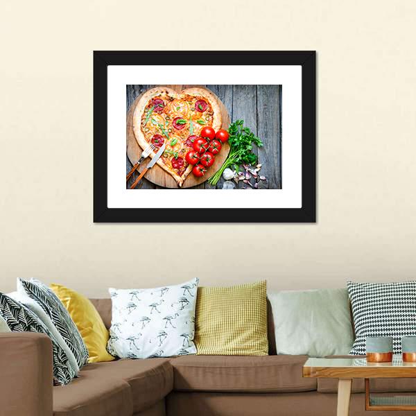 Heart Shaped Pizza Canvas Wall Art-3 Horizontal-Gallery Wrap-25" x 16"-Tiaracle
