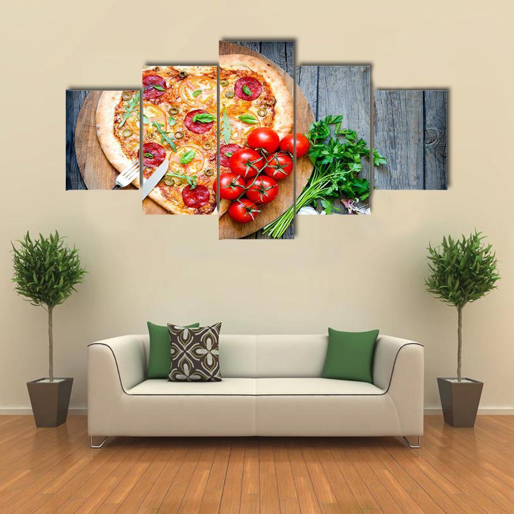 Heart Shaped Pizza Canvas Wall Art-5 Star-Gallery Wrap-62" x 32"-Tiaracle