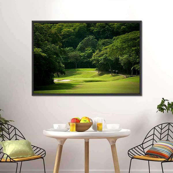 Heavily Forrested Golf Fairway Canvas Wall Art-3 Horizontal-Gallery Wrap-25" x 16"-Tiaracle