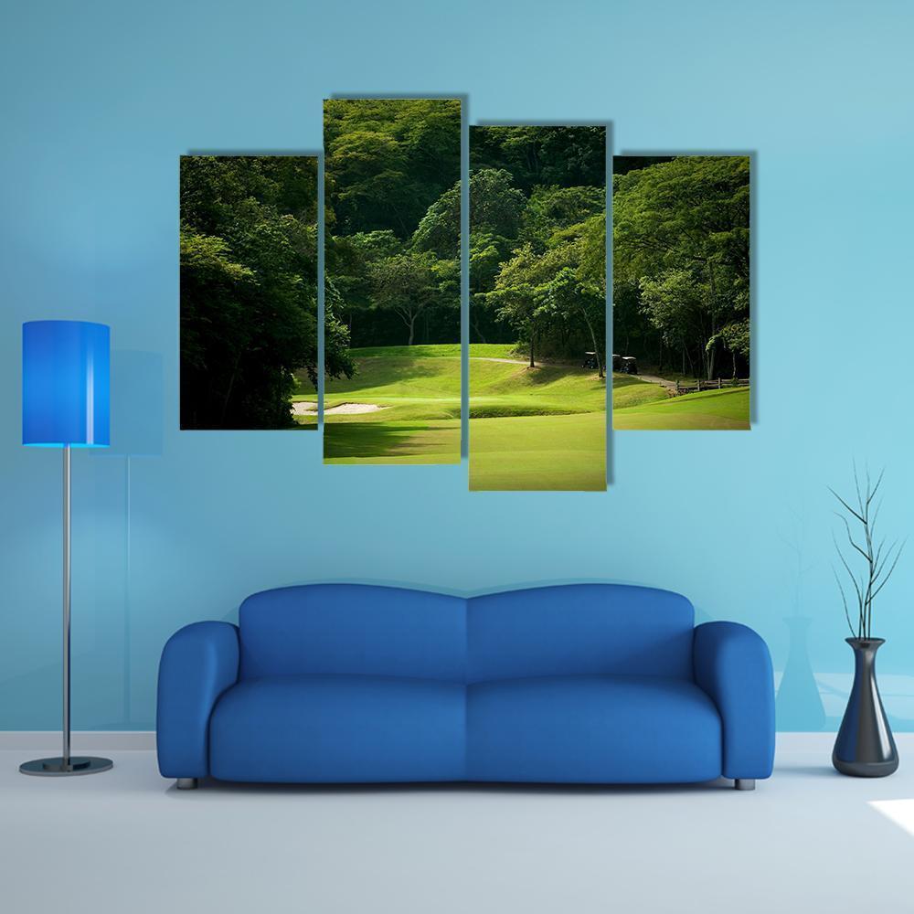 Heavily Forrested Golf Fairway Canvas Wall Art-4 Pop-Gallery Wrap-50&quot; x 32&quot;-Tiaracle
