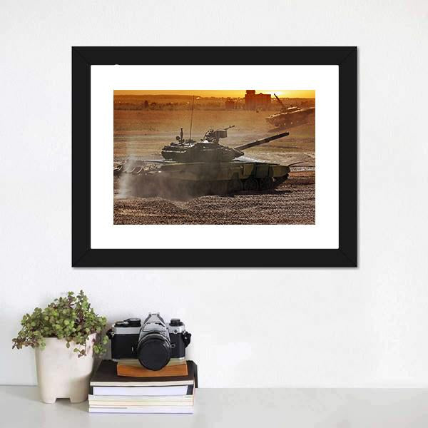 Heavy Armor In Battle Field Canvas Wall Art-1 Piece-Framed Print-20" x 16"-Tiaracle