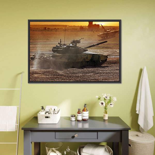 Heavy Armor In Battle Field Canvas Wall Art-1 Piece-Floating Frame-24" x 16"-Tiaracle
