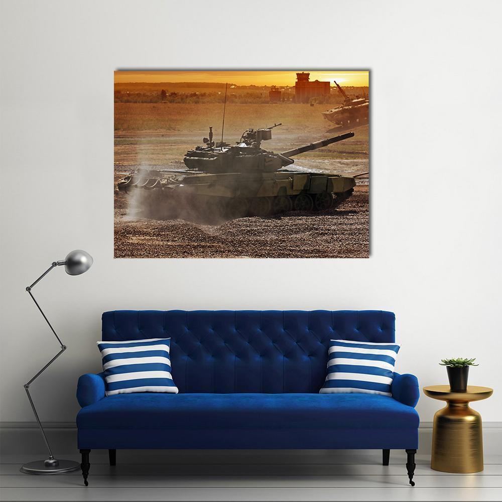 Heavy Armor In Battle Field Canvas Wall Art-5 Star-Gallery Wrap-62" x 32"-Tiaracle