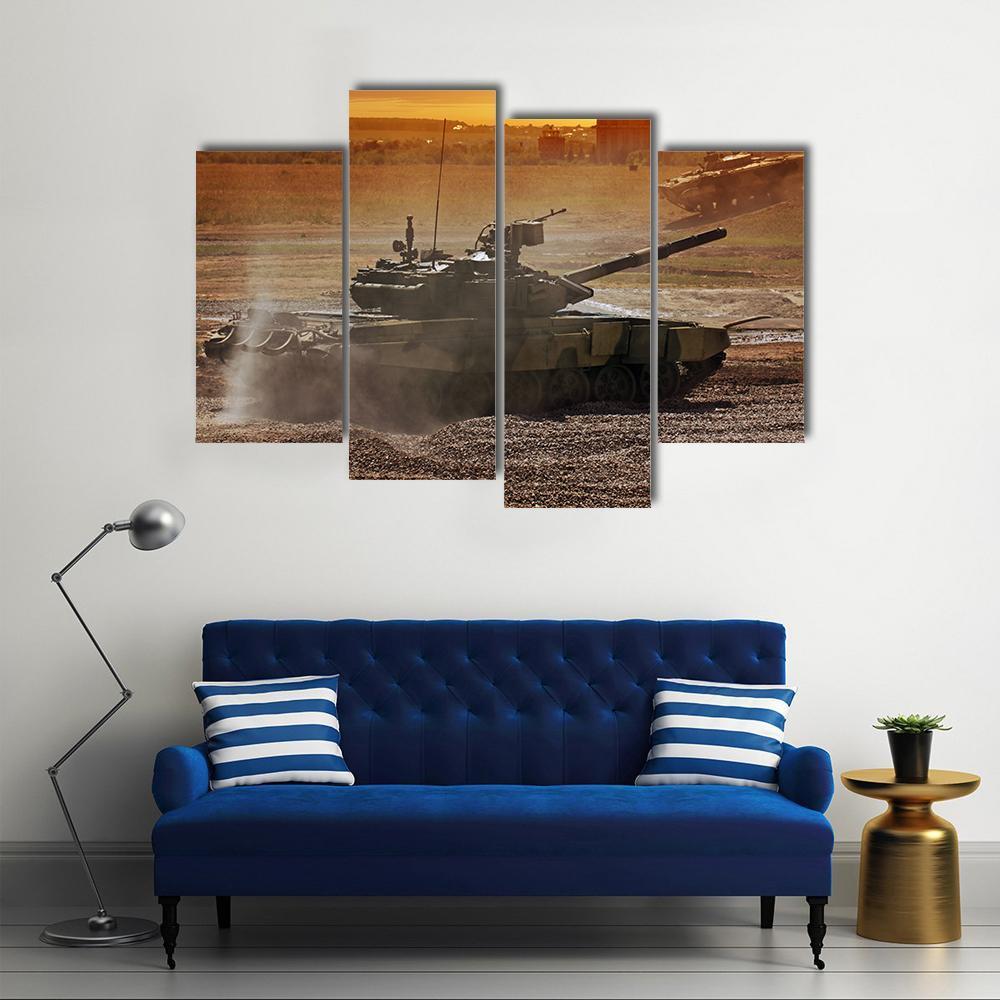 Heavy Armor In Battle Field Canvas Wall Art-4 Pop-Gallery Wrap-50" x 32"-Tiaracle