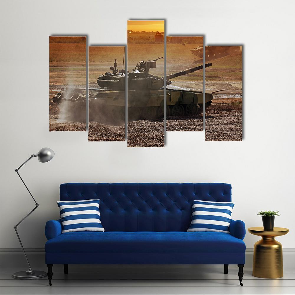 Heavy Armor In Battle Field Canvas Wall Art-5 Pop-Gallery Wrap-47" x 32"-Tiaracle