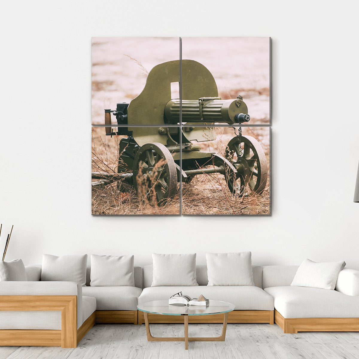 Heavy Machine Gun Canvas Wall Art-4 Square-Gallery Wrap-17" x 17"-Tiaracle